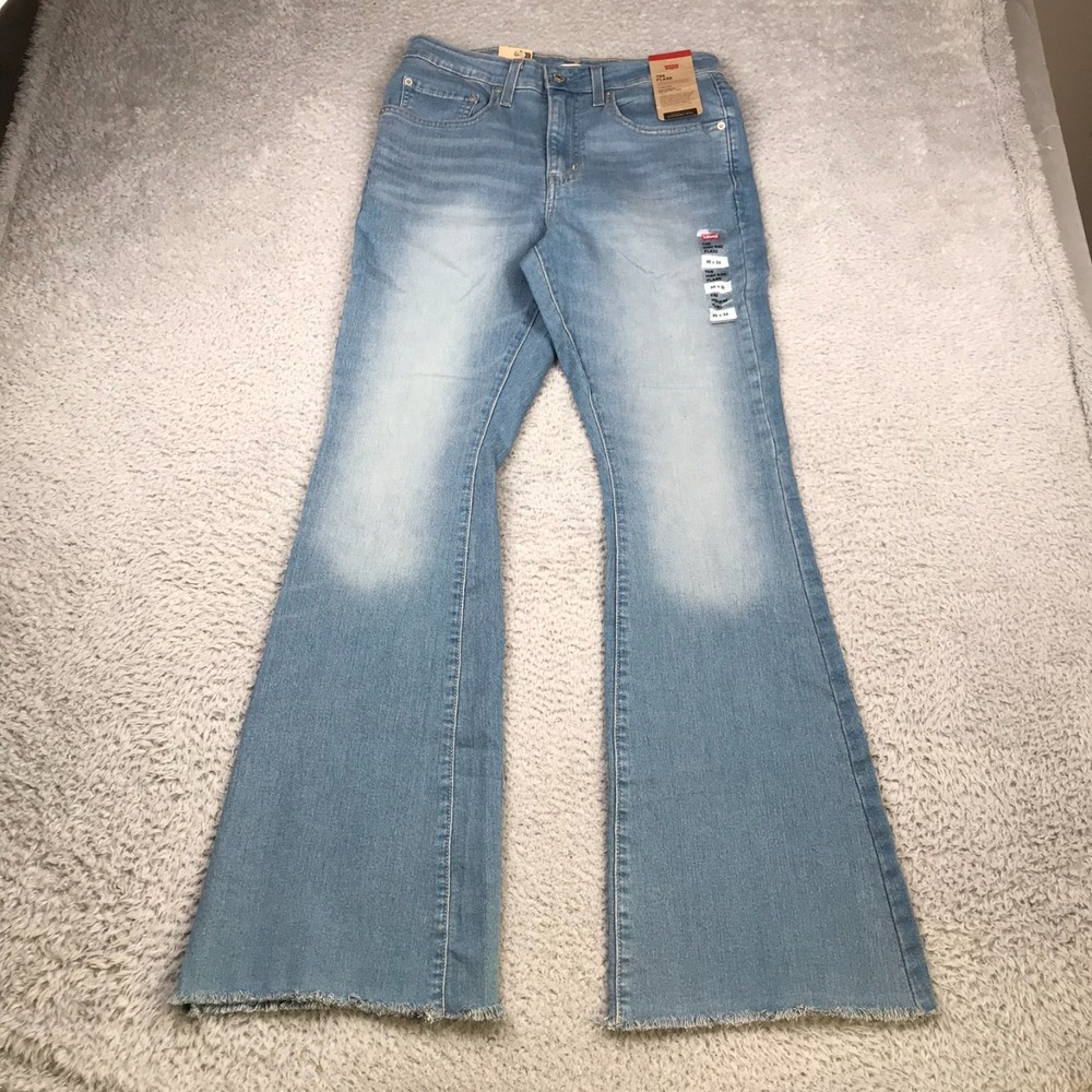 Levis 726 High Rise Flare Jeans Womens 30x32 Light Stone Wash Denim NEW NWT